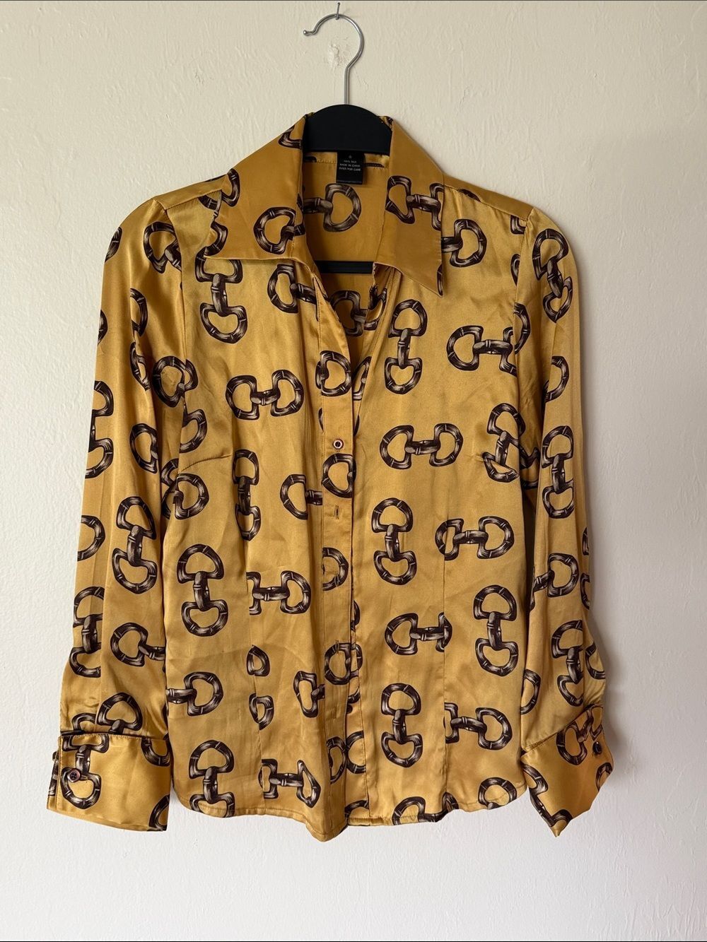 INC - Gold Silk Satin Blouse